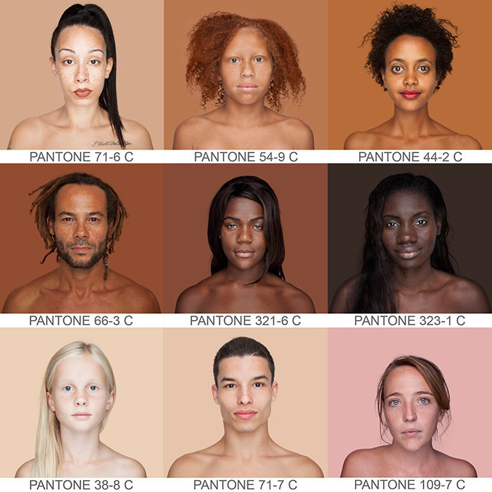 Цветовая палитра Pantone: люди с кожей всех цветов и оттенков