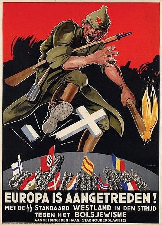 Голландский плакат, предназначен для привлечения новобранцев для борьбы с коммунистами и специально сделан с текстом для Waffen-SS