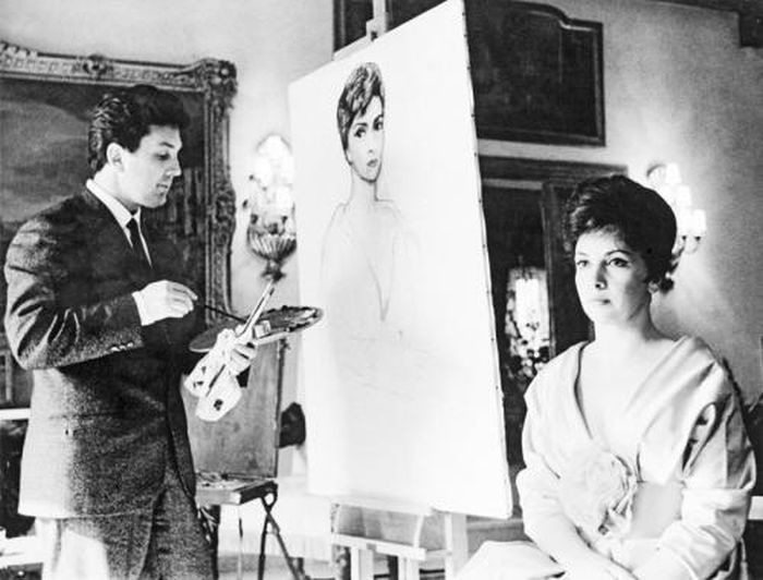 Художник Илья Глазунов пишет портрет Джины Лоллобриджиды, Рим, 1963 год.