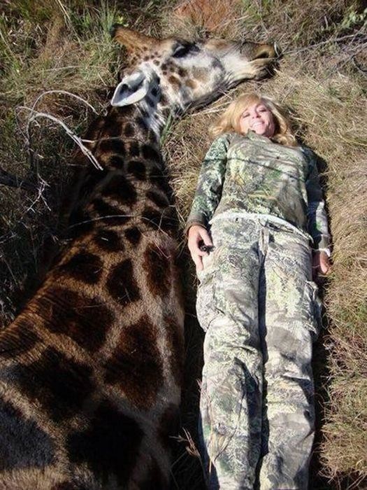8. "Королева охоты" рядом с умирающим жирафом 