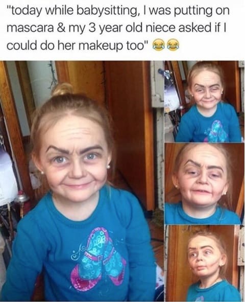 "Сегодня я ради смеха попыталась поэкспериментировать с макияжем на 3-летней племяннице - и вот что получилось!"