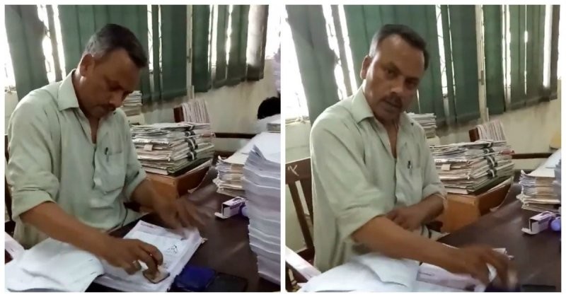  Индийский офисный работник ставит штампы с головокружительной скоростью