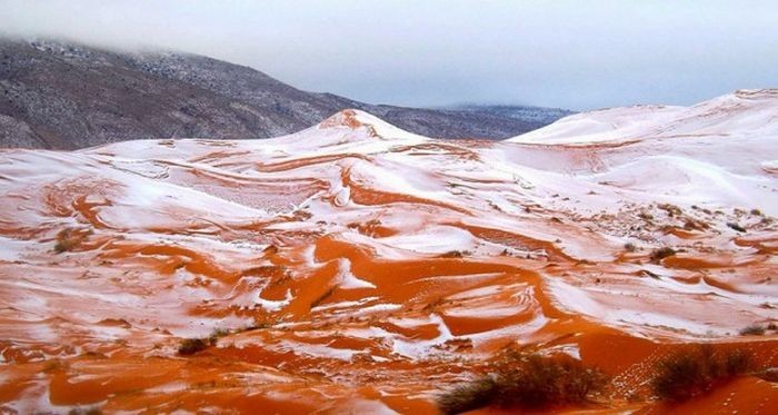 7. В Сахаре впервые за 37 лет выпал снег.
