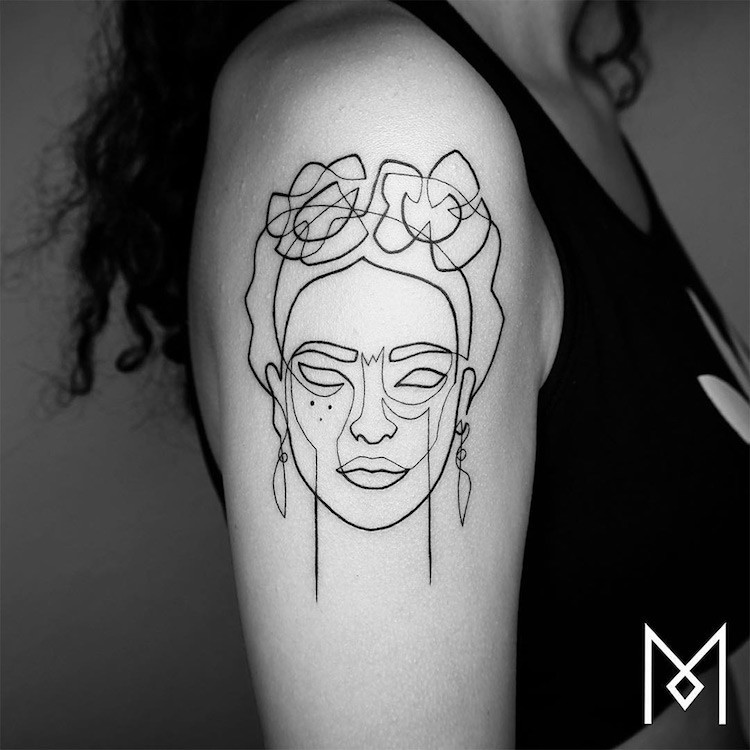 Утончённые татуировки из одной непрерывной линии от Мо Ганджи