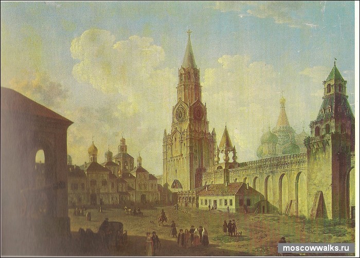 Федор Алексеев. Вид в Кремле у Спасских ворот. Около 1800 г.