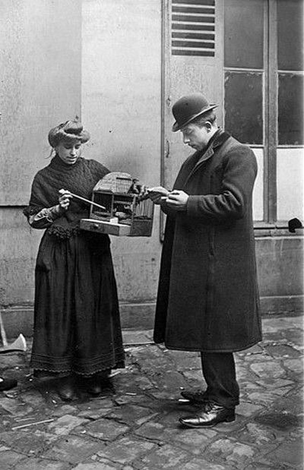 43.  Уличные торговцы - гадалка. Париж, 1908 год