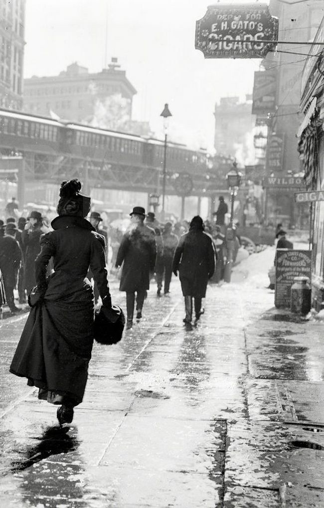 56. На улицах Нью-Йорка после снегопада , 1899.