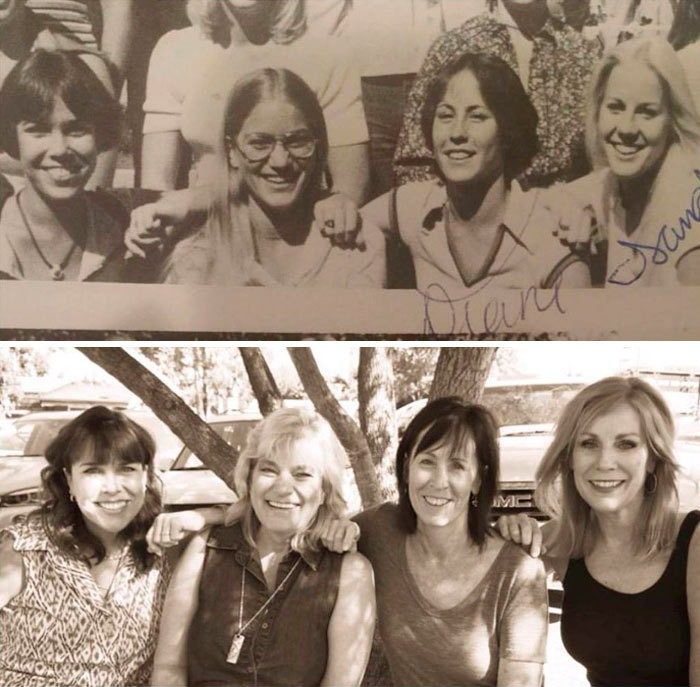 Две фотографии лучших подруг, сделанные с разницей в 38 лет (1978 – 2016).