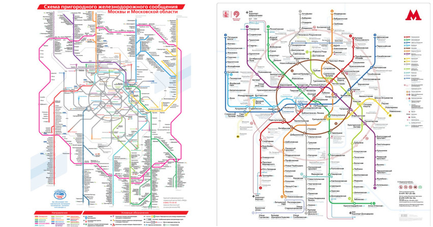 Карта-схема пригородных поездов Московской области
