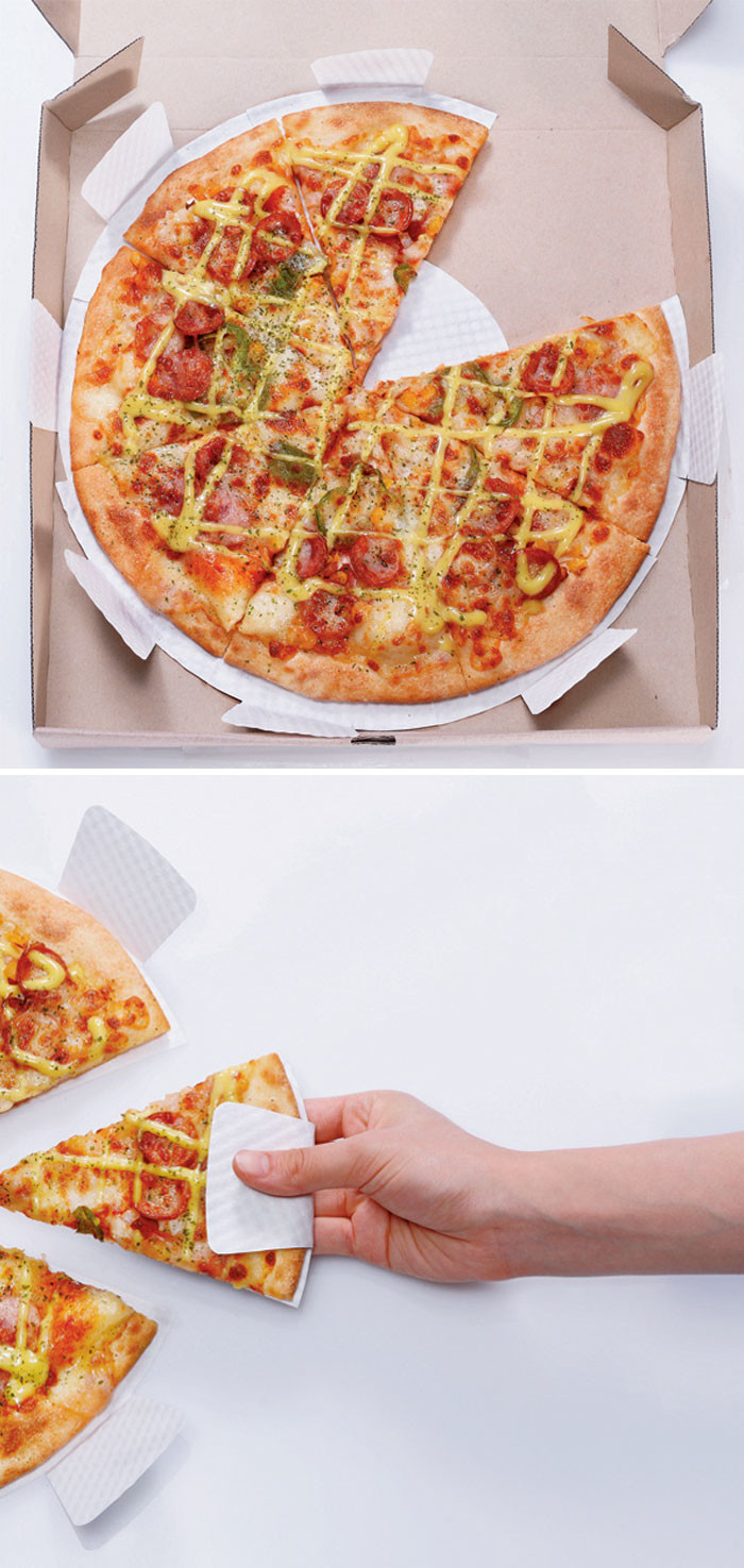 10. Упаковка для пиццы с удобными "прихватками"