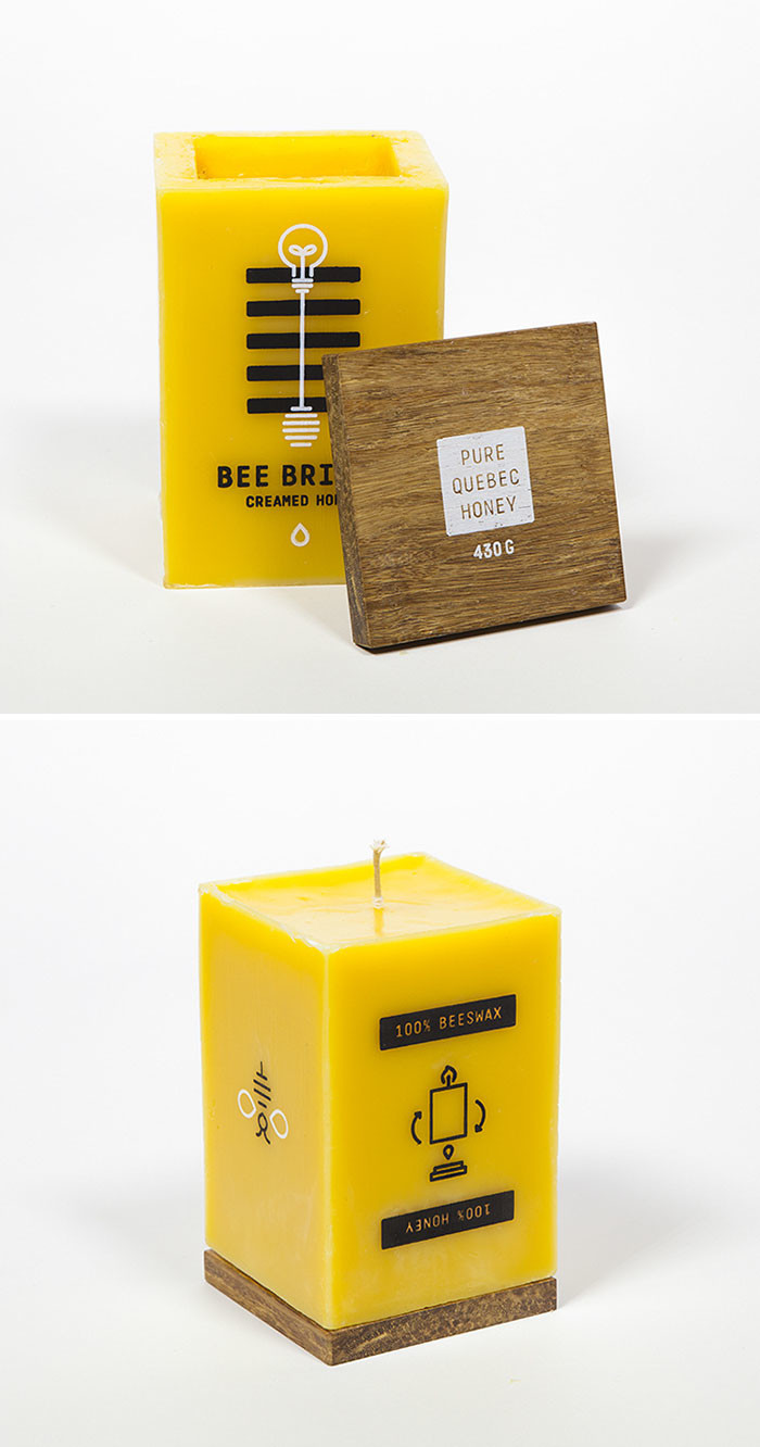 20. Упаковка для меда из пчелиного воска, которую можно использовать в качестве свечки