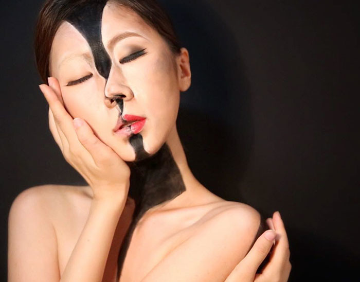Лицо, которому нельзя верить: кореянка создает оптические иллюзии на собственном теле