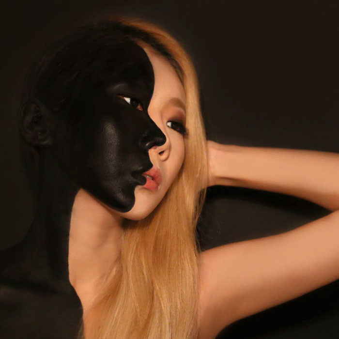 Лицо, которому нельзя верить: кореянка создает оптические иллюзии на собственном теле