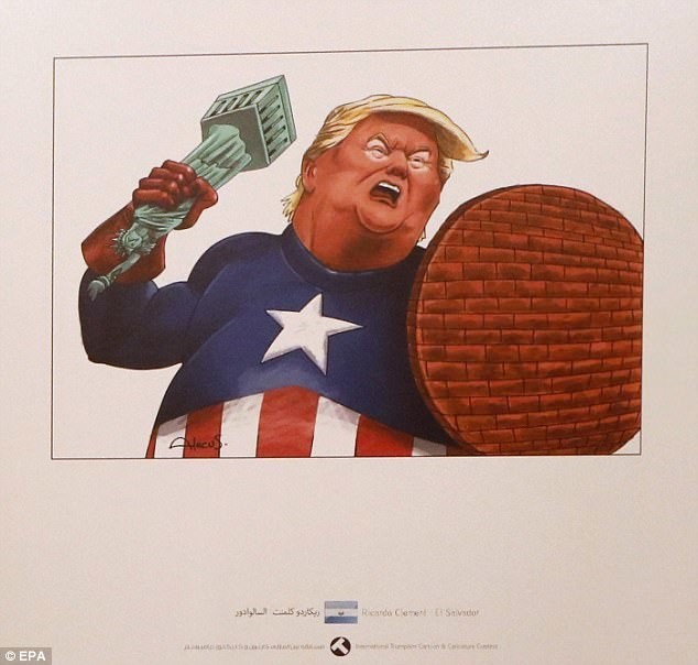 Работа карикатуриста из Коста-Рики: здесь Трамп изображен Капитаном Америкой