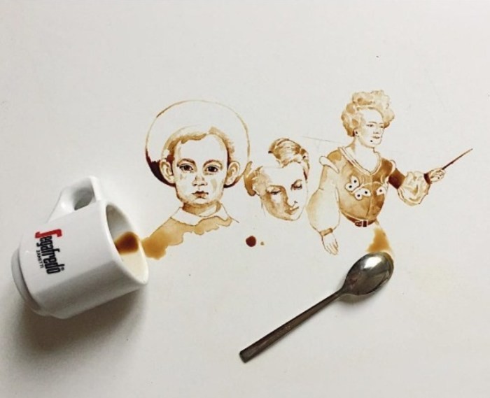 Красивые рисунки из кофейных пятен