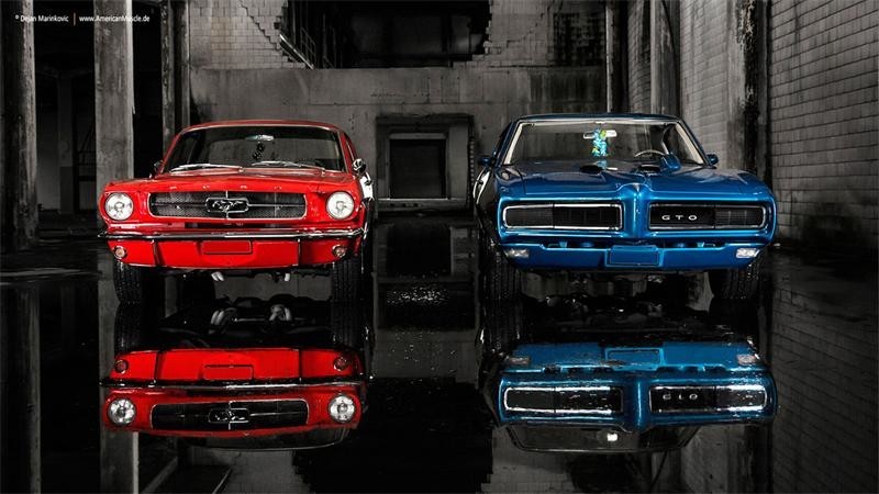 Pontiac GTO 1968 и Ford Mustang 1965