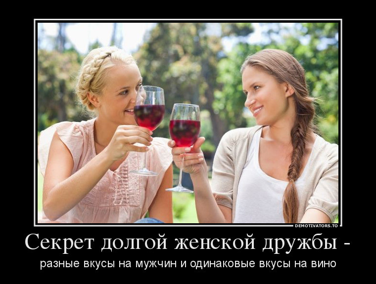 Секрет долгой женской дружбы - разные вкусы на мужчин и одинаковые вкусы на вино