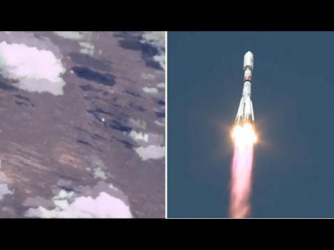 Вид из космоса на запуск ракеты с Байконура 