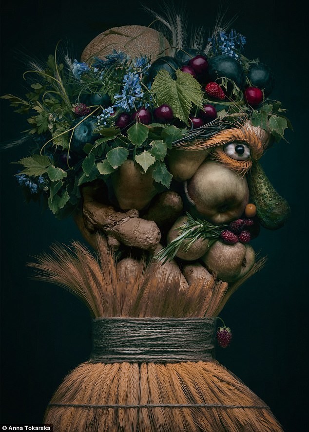 "Живые" портреты из овощей и фруктов в исполнении польской художницы