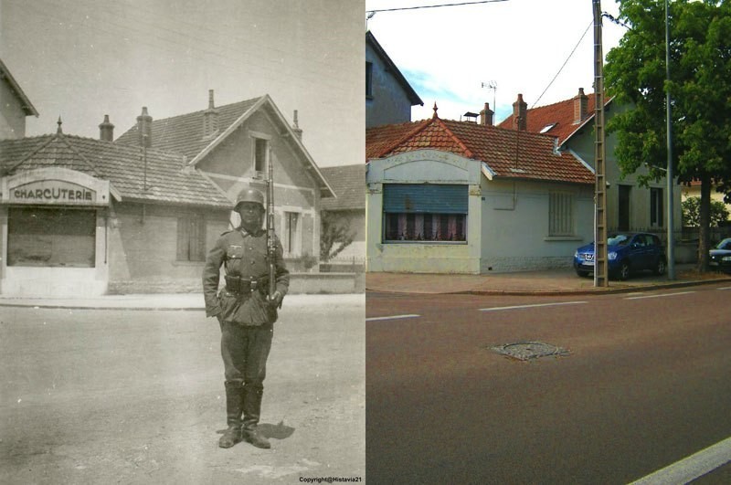 Фотография города Дижона во Франции времен Второй мировой войны.