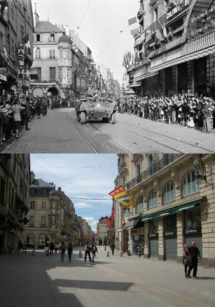 1 сентября 1944 года. Союзные войска входят в город и идут по главной улице.