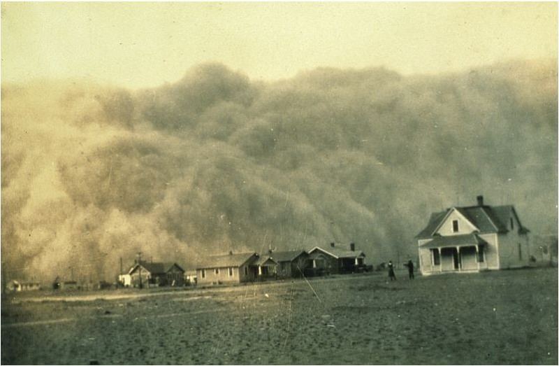 Пылевая буря. США, штат Техас, 1935 год.