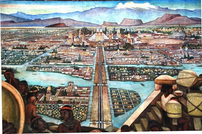 Кортес в столице ацтеков Теночтитлане