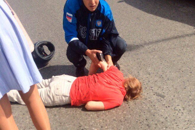 Авария дня. Мотоциклист сбил пешехода в Новосибирске