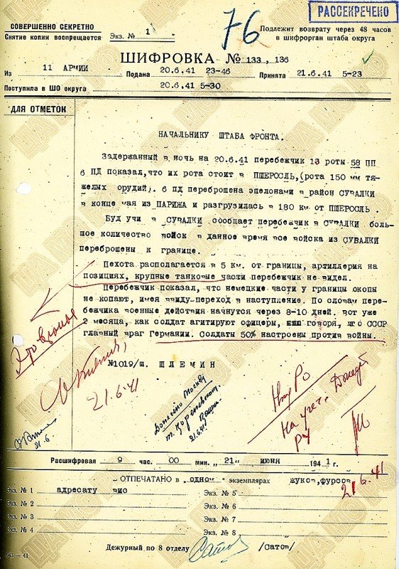 Донесение о подготовке нападения Германией. СССР, 1941 год. 