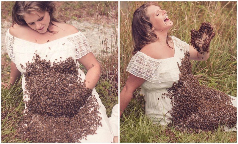 Беременная женщина устроила фотосессию с 20 000 пчел