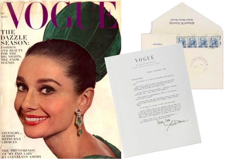 Письмо  Дианы Вреланд  с поздравлением с выходом  британского Vogue. Стартовая цена  - £ 400.