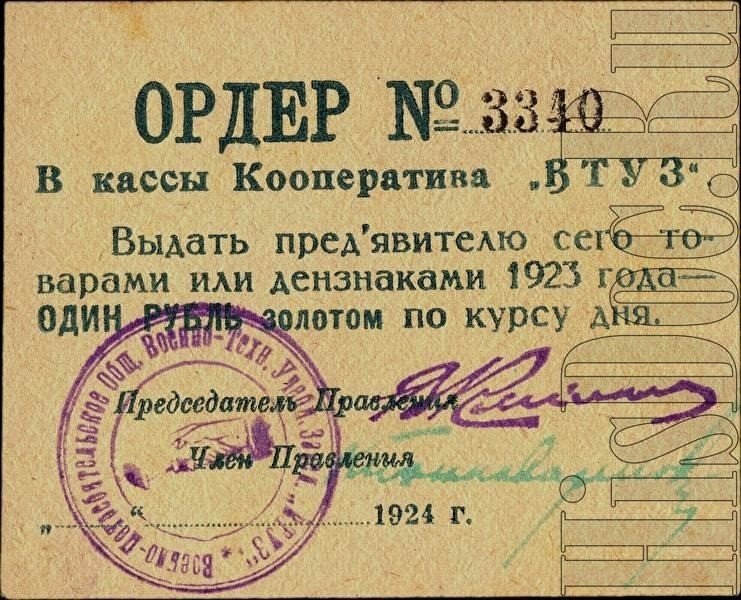 СССР. НЭП. Ордер, 1924 год.