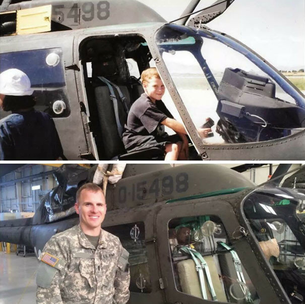 Этот парень осуществил мечту и стал пилотом, кроме того, ему удалось полетать на вертолете, в котором он сидел на авиашоу 20 лет назад, когда ему было 8 лет