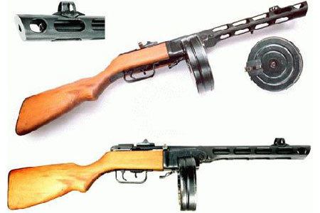 Рождение ППШ (пистолета-пулемета Шпагина). Во многом Шпагин вдохновлялся конструкцией пистолета пулемета Дегтярева.