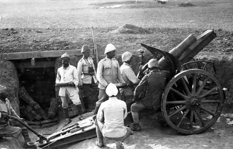 Турецкий тяжелая артиллерия в Harcira, 1917 год.