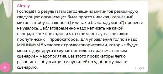 Сторонники Навального разочарованы продемонстрированной во время акций протеста неорганизованностью