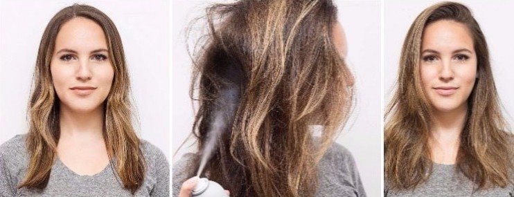   Наноси спрей-объем на сухие волосы