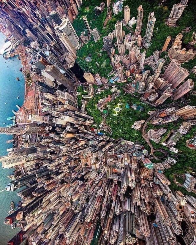 1. Каменные джунгли Гонконга с высоты птичьего полета
