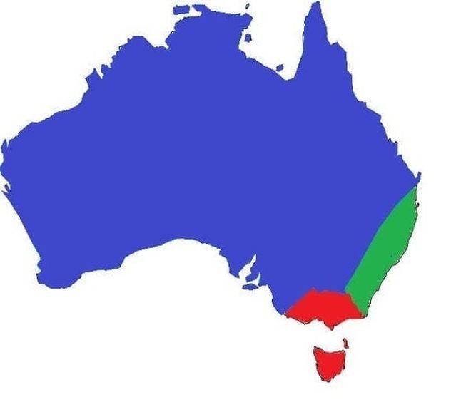 Австралия: площадь 7 692 024 кв км, население 24 067 700 человек  