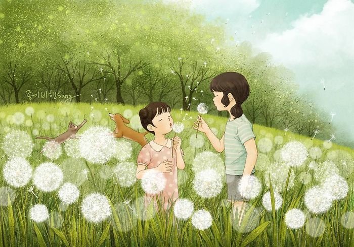 Какая она - жизнь с сестрой? Тёплые иллюстрации корейской художницы