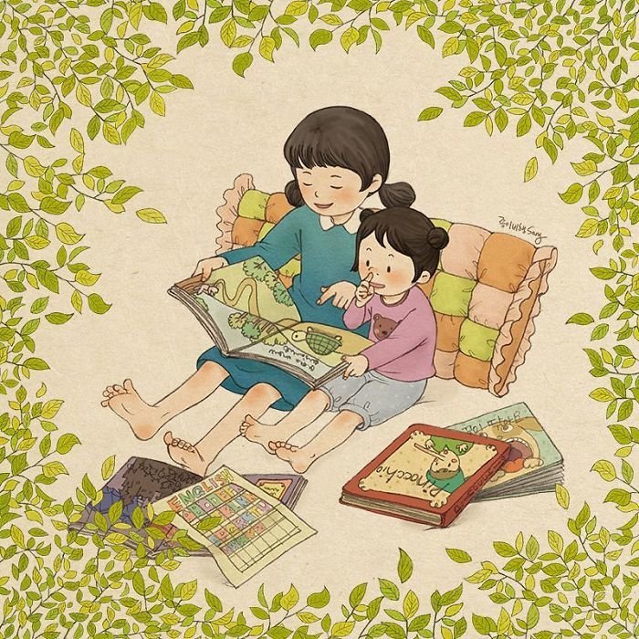 Какая она - жизнь с сестрой? Тёплые иллюстрации корейской художницы