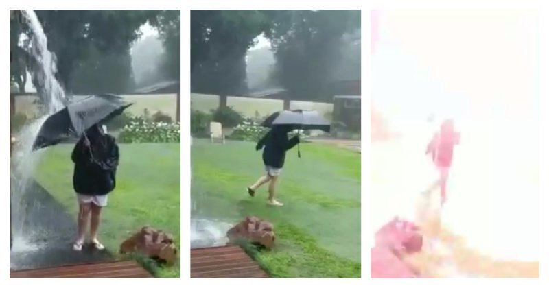 Мать сняла на видео, как молния ударила всего в нескольких метрах от её 12-летнего сына