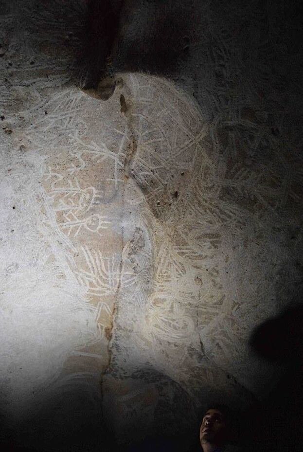 Ученые обнаружили сюрреалистическую наскальную живопись древних!