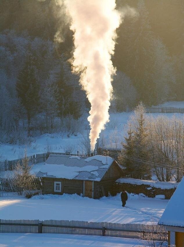 Морозное утро в деревне