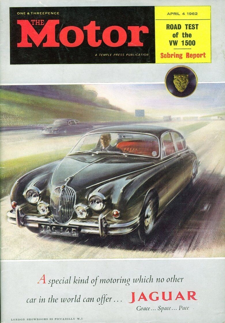 Спортивный седан Jaguar 3,8 л Mk 2 на обложке журнала «The Motor»