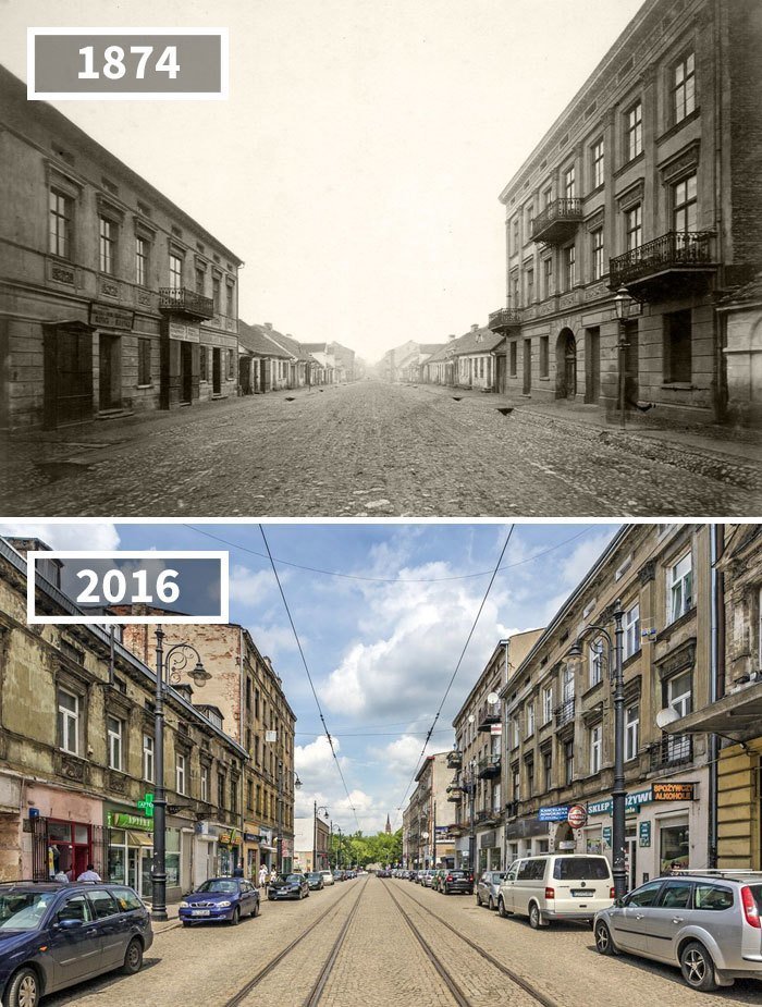 Новоместская улица, Лодзь, Польша, 1874 - 2016