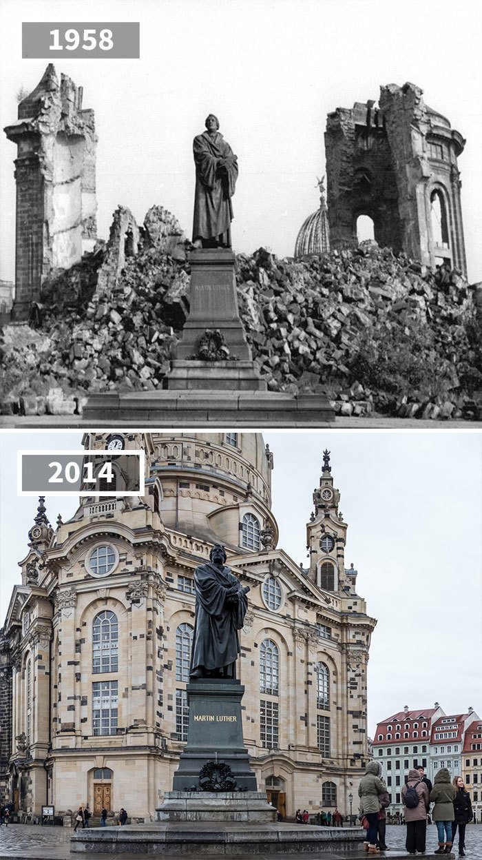 Статуя Мартина Лютера в Дрездене, 1958 - 2014