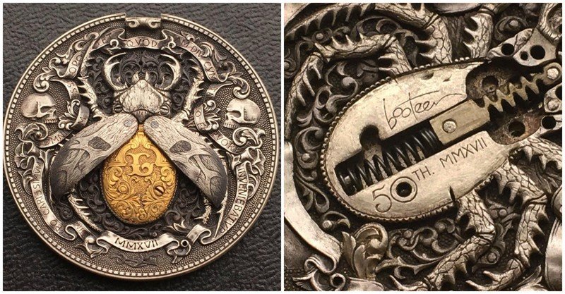 Русский мастер гравировки создал уникальную монету "Золотой жук"