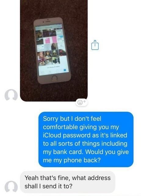 У девушки украли iPhone и попросили прислать пароль от iCloud