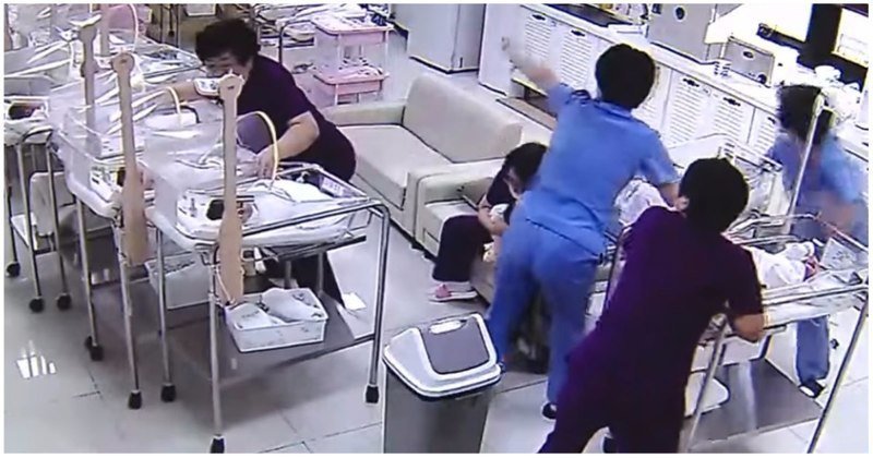 Медсестры южнокорейского роддома делают всё возможное, чтобы уберечь младенцев от травм во время землетрясения